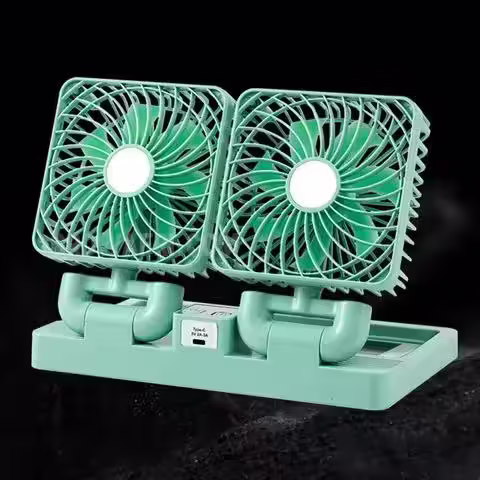 Rechargeable double head  solar fan.  very strong ? ?  You can charge it with sun or normal light  