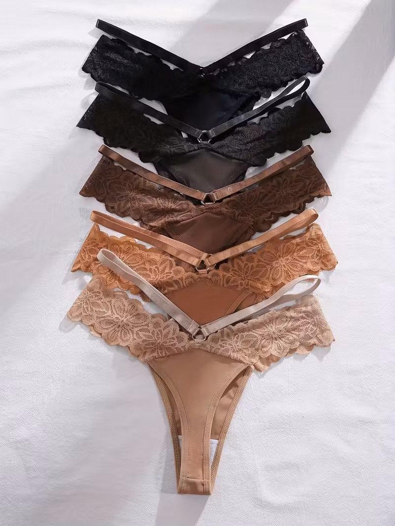 5-Pack Cross-Border Solid Color Comfortable High-Waist Thong Panties for Women