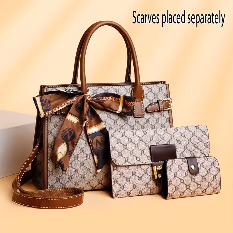 Stylish Versatile Large-Capacity Crossbody Shoulder Tote Bag Set With Premium Texture For Women