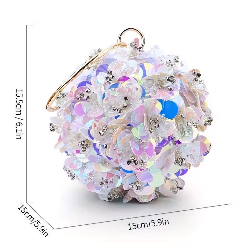Elegant Floral Rhinestone Clutch - Fashionable Evening Purse for Women.