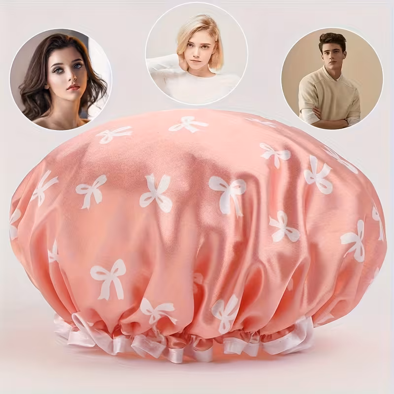 2pcs Holiday Double-Layer Shower Cap Set