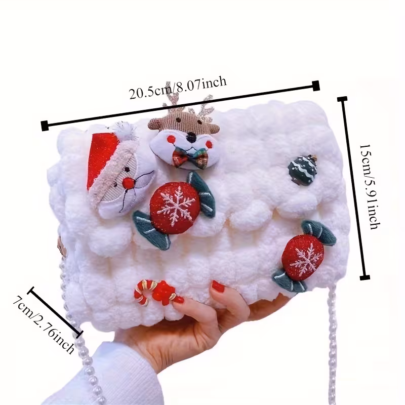 Women's Christmas Plush Crossbody with Snowflake &amp; Reindeer Charm