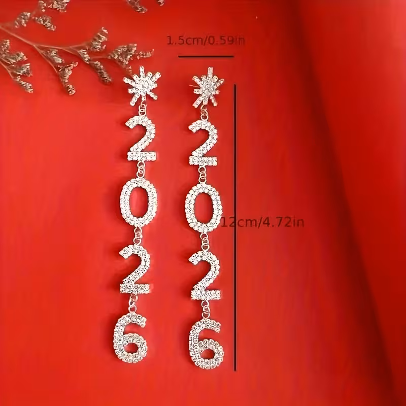 A Pair of Elegant Rhinestone 2026 Long Drop Earrings