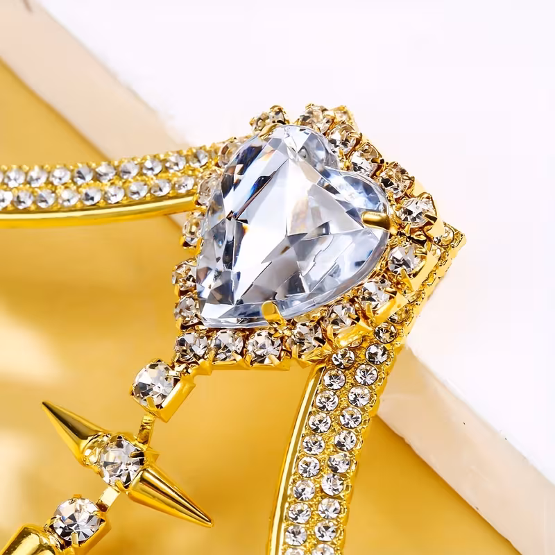 Luxurious Golden Cross Heart Body Chain - Perfect for Parties and Music Festivals