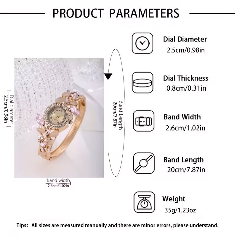 5pcs Glamorous Quartz Watch and Jewelry Set