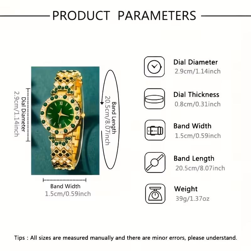 5pcs Glamorous Quartz Watch and Jewelry Set