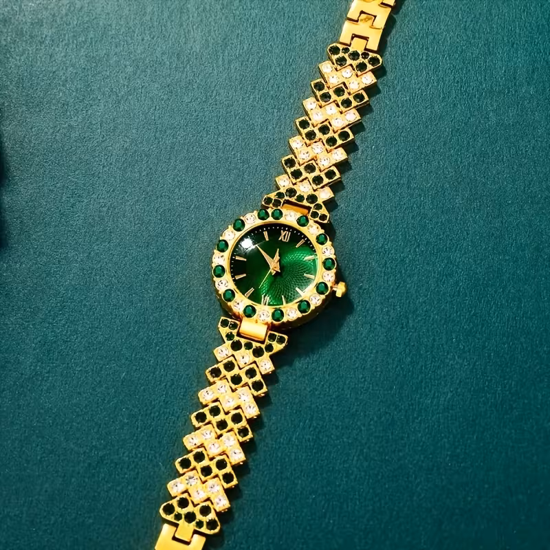 5pcs Glamorous Quartz Watch and Jewelry Set