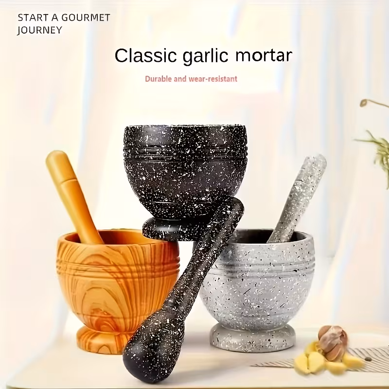 2pcs a Set, Durable PP Manual Garlic Press and Spice Grinder with Chopping Board.