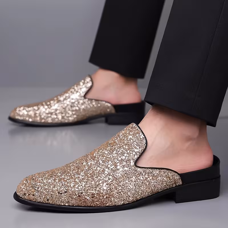 Men's Glitter Slip-On Mules