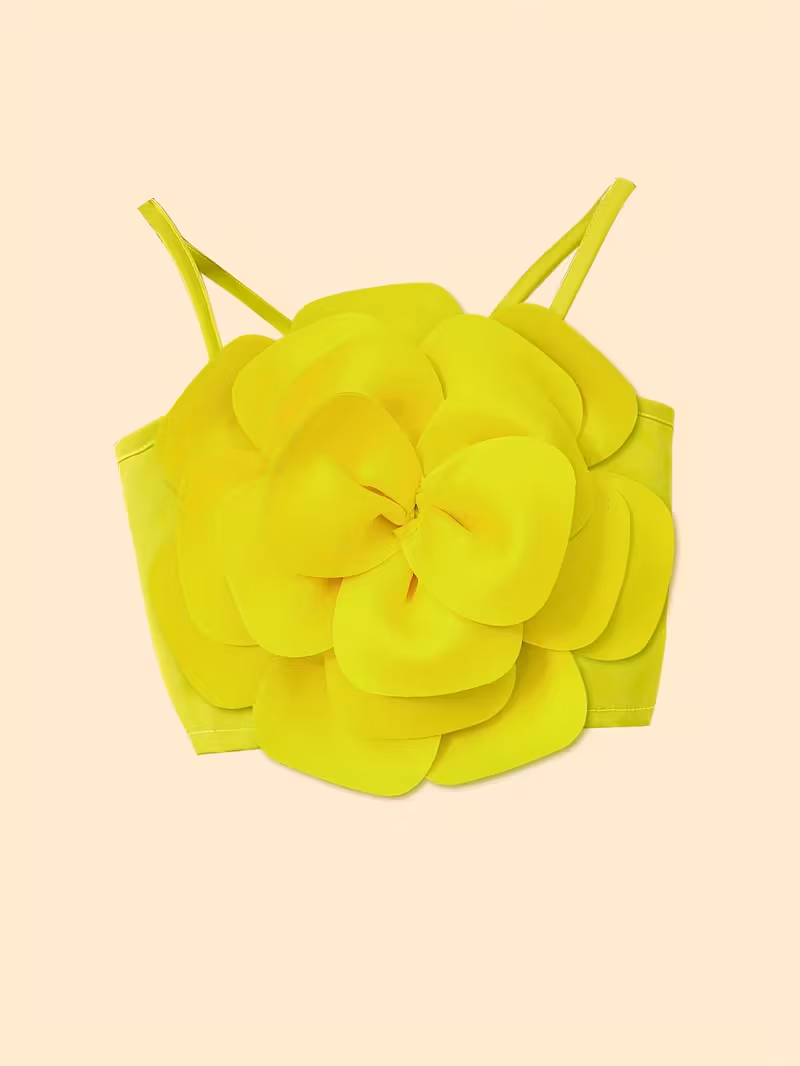 Girls' Floral Camisole Top + Solid Color Wide-Leg Pants.