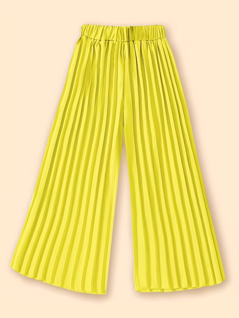 Girls' Floral Camisole Top + Solid Color Wide-Leg Pants.