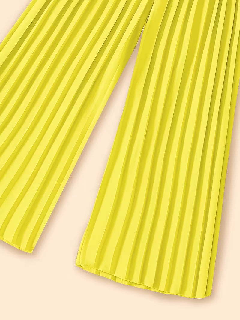 Girls' Floral Camisole Top + Solid Color Wide-Leg Pants.