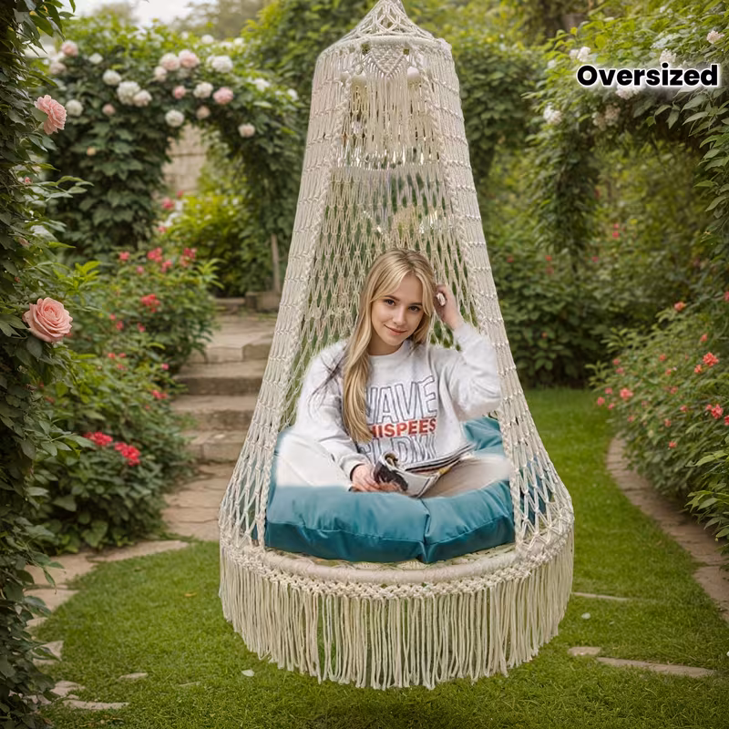 Handwoven Bohemian Macramé Hanging Chair Swing