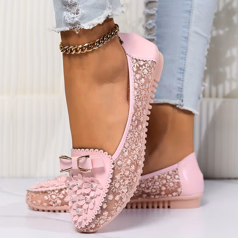 Women's Flower Mesh Flat Shoes