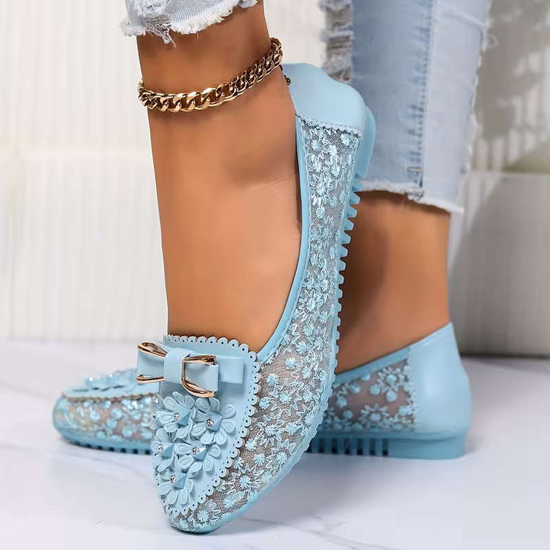 Women's Flower Mesh Flat Shoes