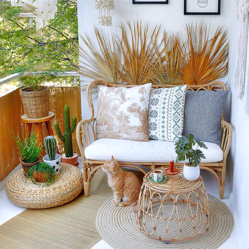 Nordic Minimalist Rattan Sofa &amp; Table