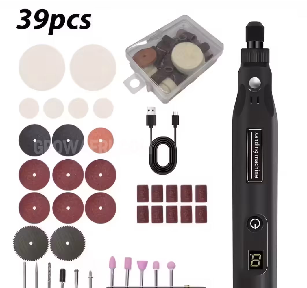 39-Piece Cordless Mini Rotary Tool Kit | 3.7V Rechargeable Electric Grinder & Polisher